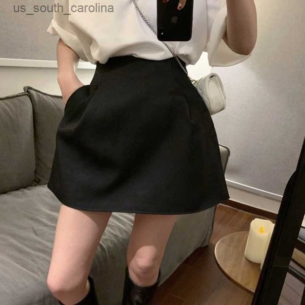 

skirts high waist wild faldas jupe short puffy pocket black skirts for women wild y2k white casual suit skirt work style chic l230522