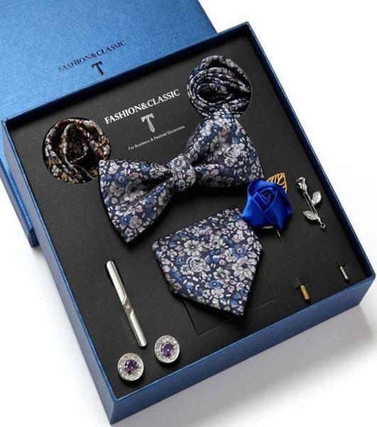 

bow ties 7cm man design tie set black floral bowtie pocket square cufflinks brooches pin bussiness wedding accessories ties gift b9112079, Black;gray