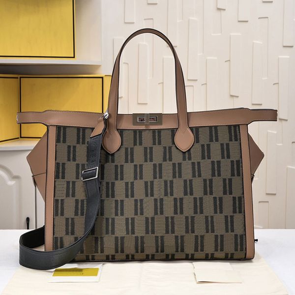 

large capacity crossbody bag women canvas tote bags lady handbag classic letter print silver hardware buckle leather handle lady shoulder ba