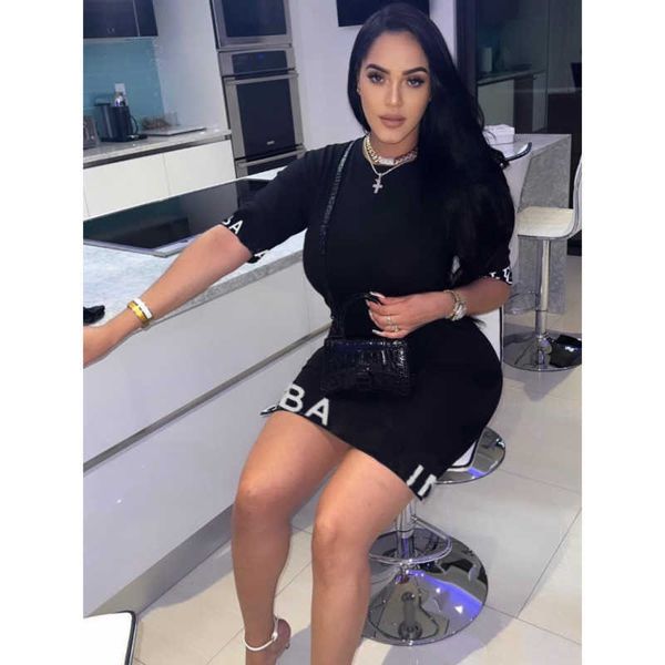 

luxury brand dress fashion alphabet print dress designer mini skirt american clothing nightclub bag hip skirt, Black;gray