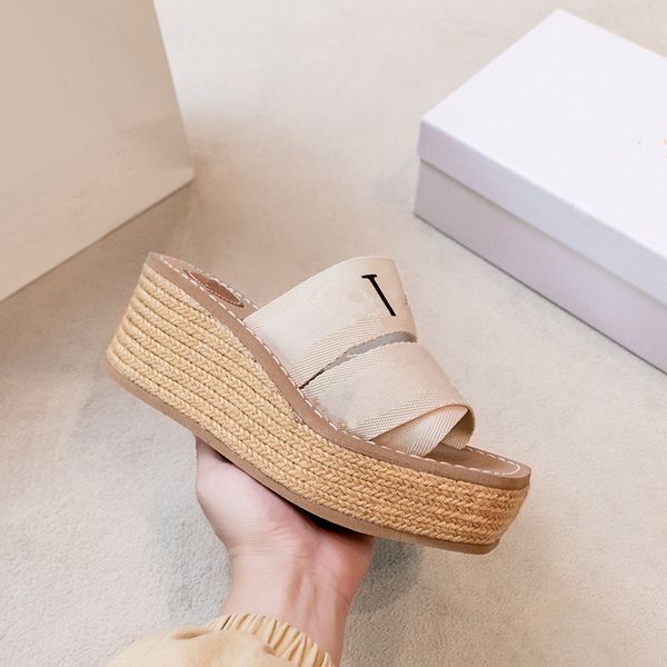 

summer slides famous luxury women designer boutique slides cross weaving comfortable wedges slippers sandals platform sandals famous designe, Black