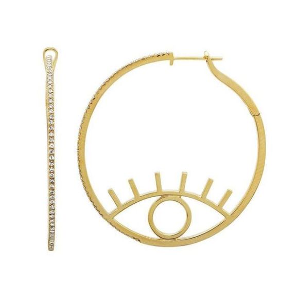 

gold plated micro pave cz circle hoop turkish evil eye earring fashion lucky sign girl lady gift jewelry eye design1004157, Golden;silver