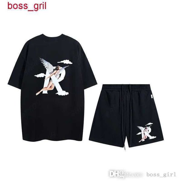 

men t shirt and shorts summer designer men's clothing casual suit hip hop streetwear loose white t-shirt, White;black