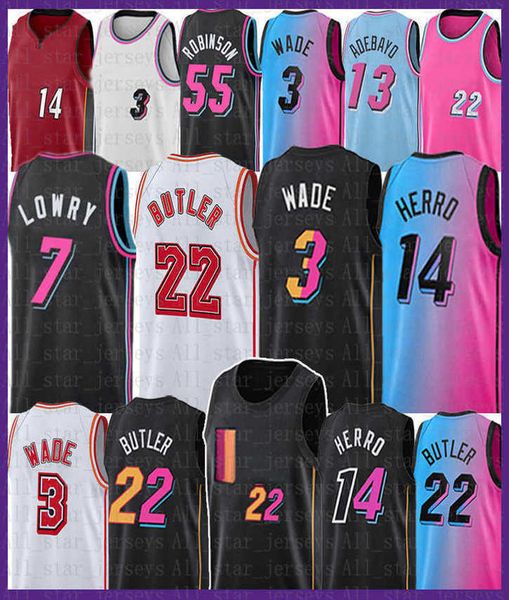 

jimmy bam 13 22 butler ado kyle 7 lowry basketball jersey 55 dwayne dwyane 3 wade tyler 55 duncan 14 herro kendrick robinson nunn miamis 75t, Black;red