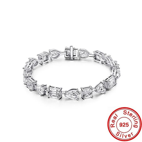 

various cutting moissanite diamond bracelet 100% 925 sterling silver party wedding bracelets bangle for women charm jewerly, Golden;silver