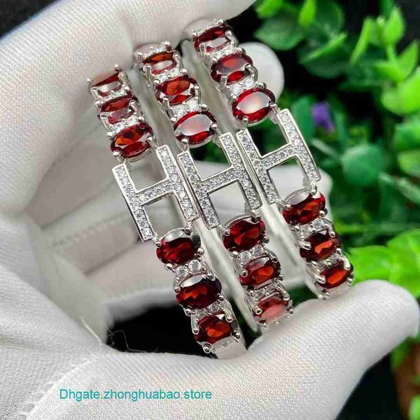 

wholesale designer h ermes bracelets online store live natural cut corner garnet bracelet letter accessories for women's versatility, Black