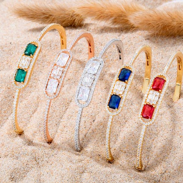 

bangle godki trendy luxury stackable bangle cuff for women wedding full cubic zircon crystal cz dubai bracelet party jewelry 2022, Black