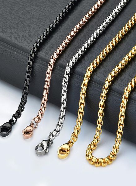 

stainless steel square 1832 inches silverrose goldgoldblack 25mm chain pendant necklace jewelry for womenmen9358276, Silver