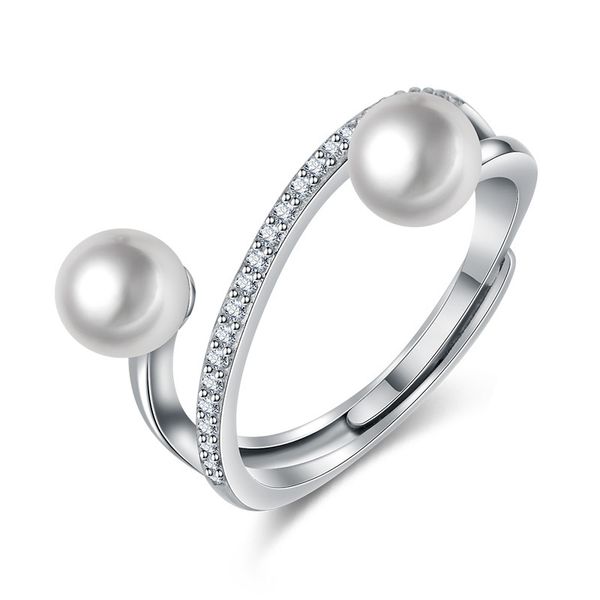 

sparkling cubic zirconia pearl rings for women, Golden;silver