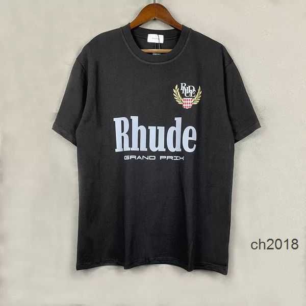 

2023 fashion summer mens tshirts womens rhude designers for men letter polos embroidery clothing short sleeved tshirt large tees youg, White;black