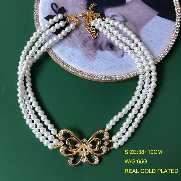 

necklaces pearl necklace butterfly electroplating real gold vintage jewelry korean fashion layered collier femme luxury choker necklaces, Silver