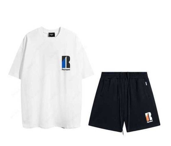 

represent t shirt summer designer men's t-shirts shorts casual suit hip hop streetwear loose white t-shirt breathable design 653ess, White;black