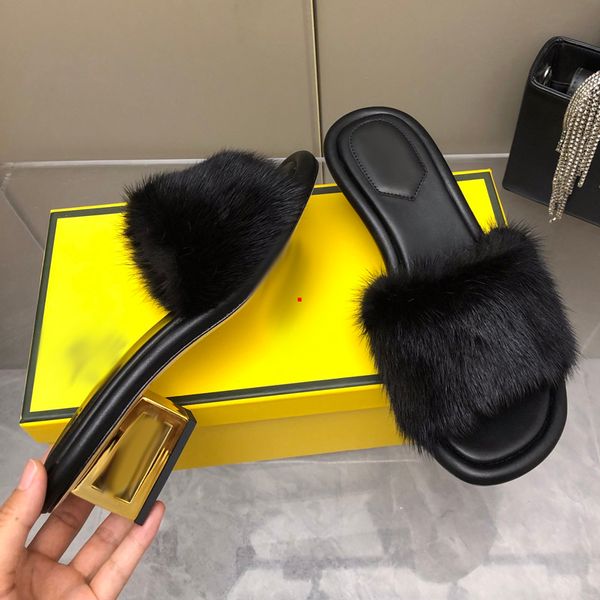 

2023 fashion designer slippers women mules rubber bottom width slides hook loop fastener slide women shoes -0078, Black
