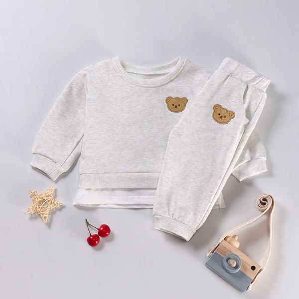 

spring autumn children cotton clothing suit baby boys girls clothes kids sport hoodies pants 2pcs/sets fahion toddler tracksuits t08u, White