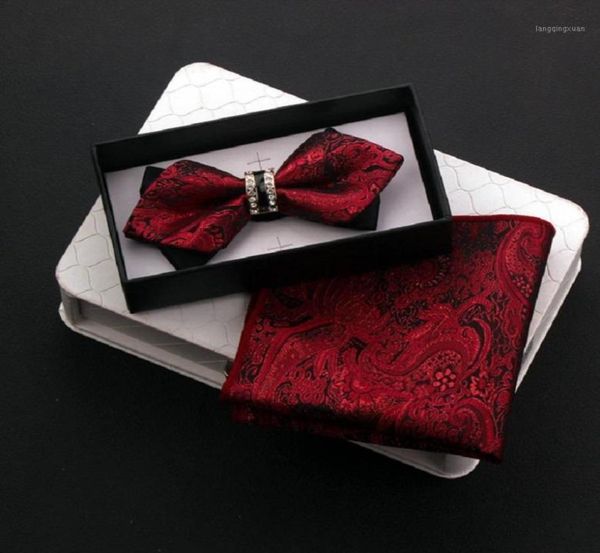 

bow ties 2021 fashion men039s wedding party double fabric pattern wine red tie banquet formal butterfly with gift box14440704, Black;gray