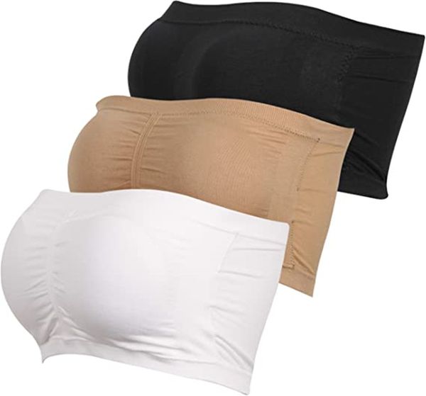 

women bandeau bra padded wireless strapless bra seamless bandeau sports bra bandeau bralette wiretube bra, Red;black