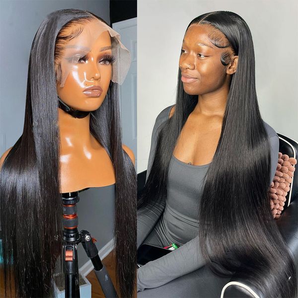 

real hd lace front wigs human hair pre plucked for women natural color straight 5x5 closure wigs glueless 13x4 lace frontal wigs, Black;brown