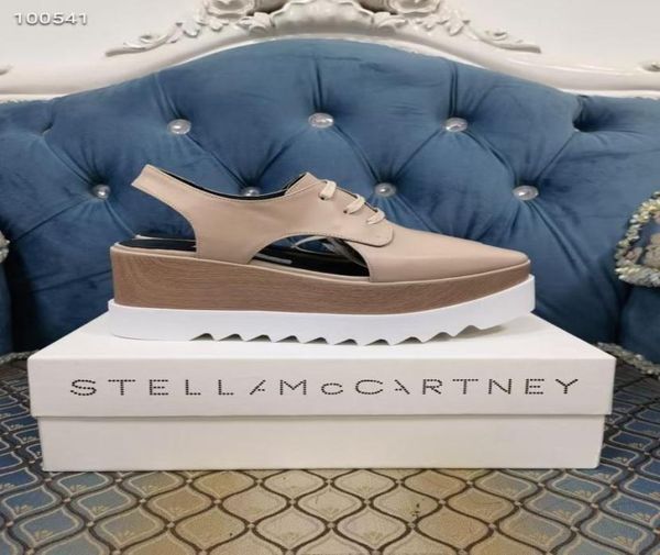 

women sandals stella mccartney fashion platform lady shoes 7cm wedge apricot color1887476, Black