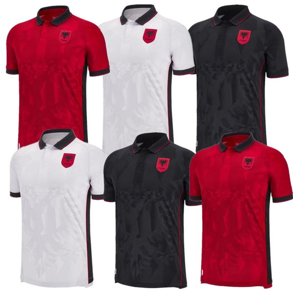 

2023 albania soccer jerseys 23/24 kristjan asllani marash kumbulla myrto uzuni nedim bajrami men home red away white third black 2024 footba, Black;yellow