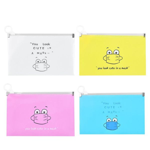 

mask storage bag zipper plastic waterproof portable face masks case