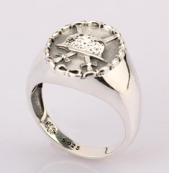 

pure 925 sterling silve do old punk style oval shape two swords design for men women lovers fashion jewelry2307411, Golden;silver