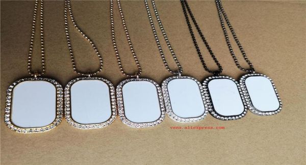 

sublimation blank rounded rectangle necklaces pendants with drill necklace pendant tranfer printing consumable 15pcslot q11139477423, Silver