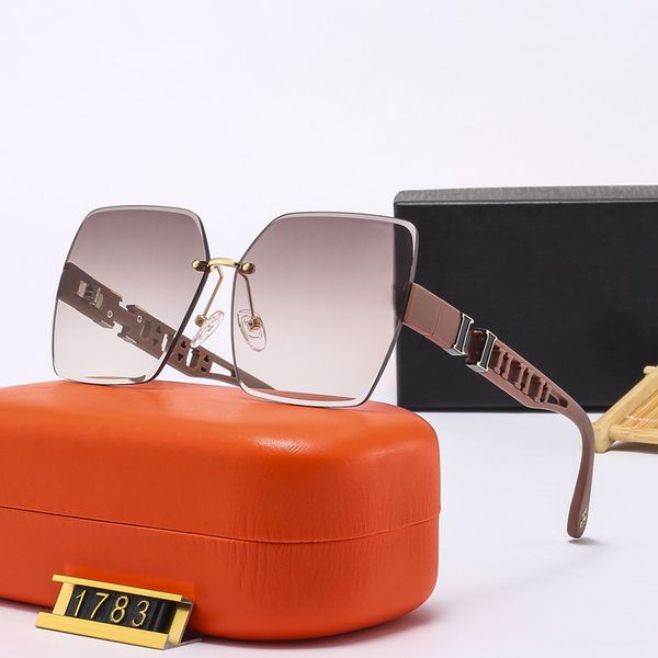 

designer sunglasses frameless diamond cut glasses brown lens fashion ins men's and women's h glasses with original box, White;black