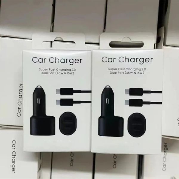 

oem quality 45w car charger adapter super fast charging 2.0 dual ports usb c type-c bullet quick adaptive car sockets for samsung s22 note10