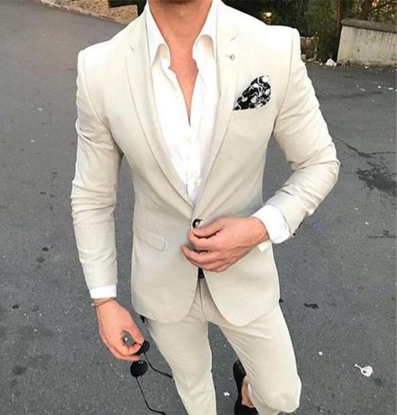 

new slim fit beige men suits wedding groom tuxedos 2 pieces jacketpants bridegroom sets man prom wear blazer 2204838480, Black;gray