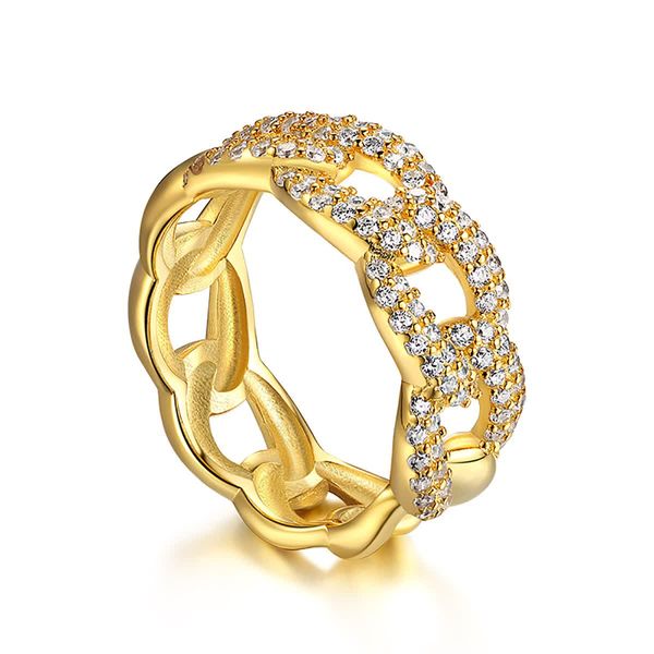 

gemking gmk-sl-ay120206 women 5a zircon jewelry couple custom 18k gold plated sterling engagement silver wedding rings