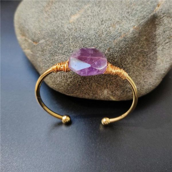 

bangle fuwo natural crystal quartz wire wrapped bangle rose amethysts quartz ite labradorite agates open cuff bracelet br019, Black