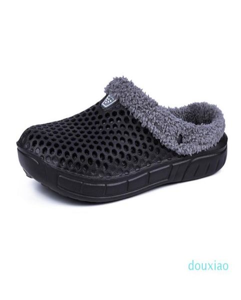 

antislip warm protection coldproof plain garden couple brushed winter crocse shoes clog sandal4452486, Black;red