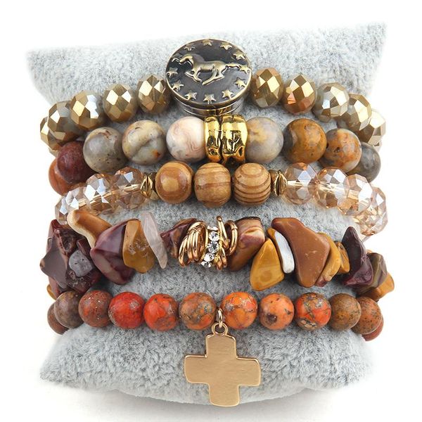 

bangle rh fashion boho jewelry set 5pc brown stack bracelet bangle sets for women bohemian jewelres gift, Black