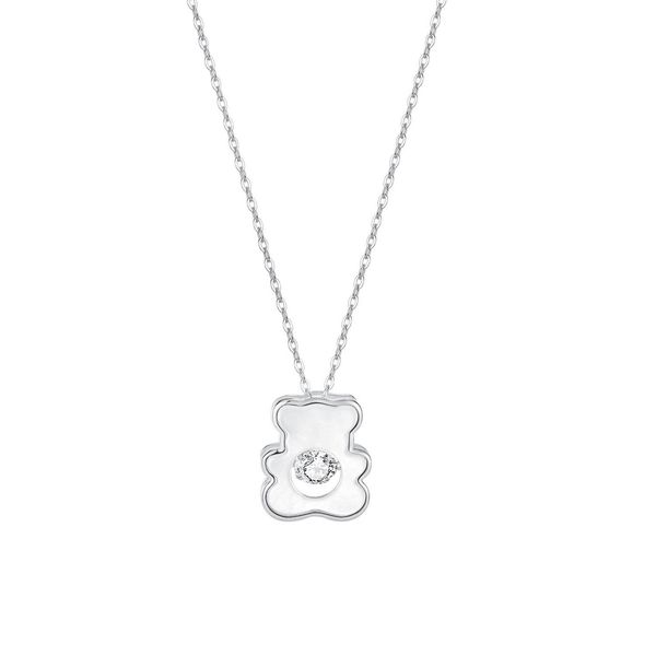 

necklaces 925 sterling necklace for women shiny zircon bear pendant korean fashion clavicle chain jewelry holiday gift, Silver