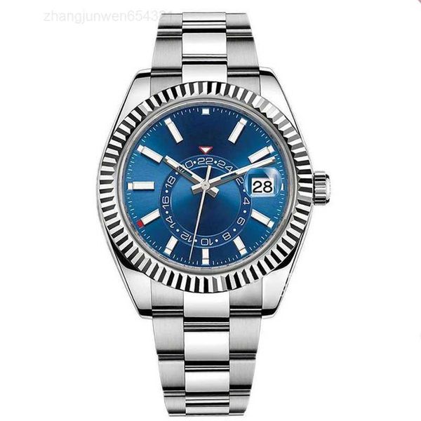 

waterproof men watches dual time zone luxury 904l stainless steel automatic mechanical sweep movement male wristwatches, Slivery;black