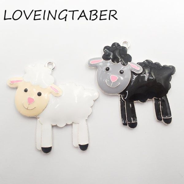 

necklaces ( choose color first ) 46mm*45mm 10pcs/lot all enamel farm animal sheep pendants for kids jewelry making, Silver