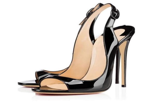 

summer fashion women sandals 12cm super high heel sandal open toe stiletto heels women039s shoes back strap dress party sh1046741, Black