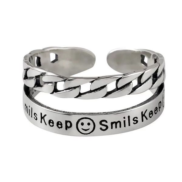 

designer rings for women fashion ring luxury jewelry love ring electroplating smiling face rings silver ring gold ring style is simple and g, Golden;silver