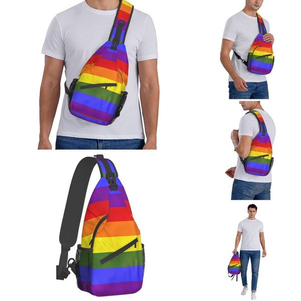 

rainbow flag lgbt pride crossbody sling bag cool chest bag lesbian gay shoulder backpack daypack hiking travel sports bookbag