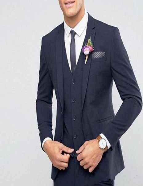 

new stylish design two buttons navy blue groom tuxedos notch lapel groomsmen man suits mens wedding suits jacketpantsvest1430900, Black;gray