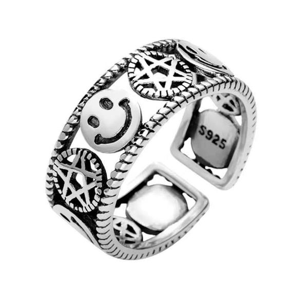 

2023 new korea fashion ring luxury jewelry love ring electroplating smiling face ring silver ring gold ring style is simple and generous and, Golden;silver