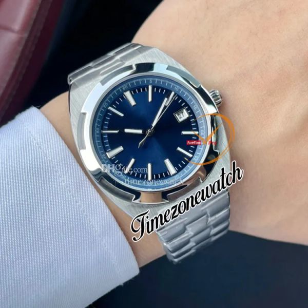 

new 41mm overseas 4500v/110a-b128 miyota 8215 automatic mens watch blue dial stainless steel bracelet 4500v sport gents watches 40mm timezon, Slivery;brown