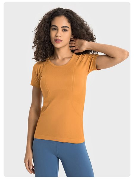 

ll women yoga outfit short sleeve crew neck breathable seamless fintness gym short summer shirts s2067