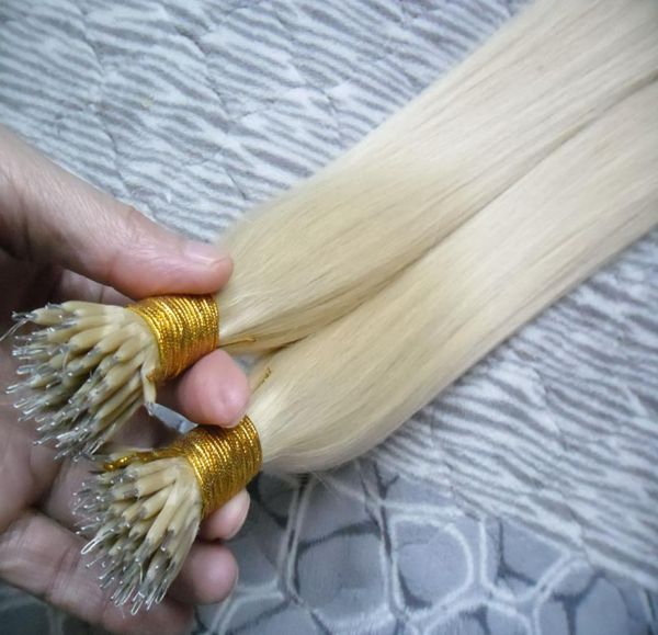 

100s remy micro beads human hair extensions european 14 colors peruvian virgin hair black brown blonde piano nano ring hair 100g7254754