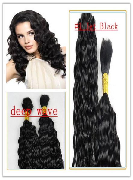 

2 bundles brazilian deep wave human braiding hair extensions no weft 1 pc 1026 inch human hair bulk5275845, Black