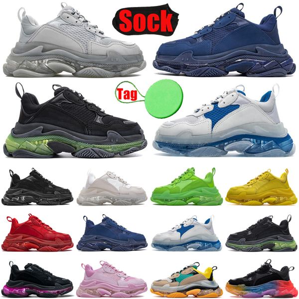 

designer shoes triple s clear sole for men women casual platform sneakers black white mens trainers shoe luxury plate-forme original