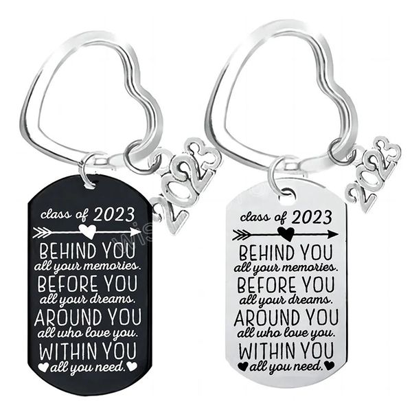 

fashion class of 2023 keychain graduation gift keyring stainless steel pendant key chains rings jewelry gift for graduates, Slivery;golden