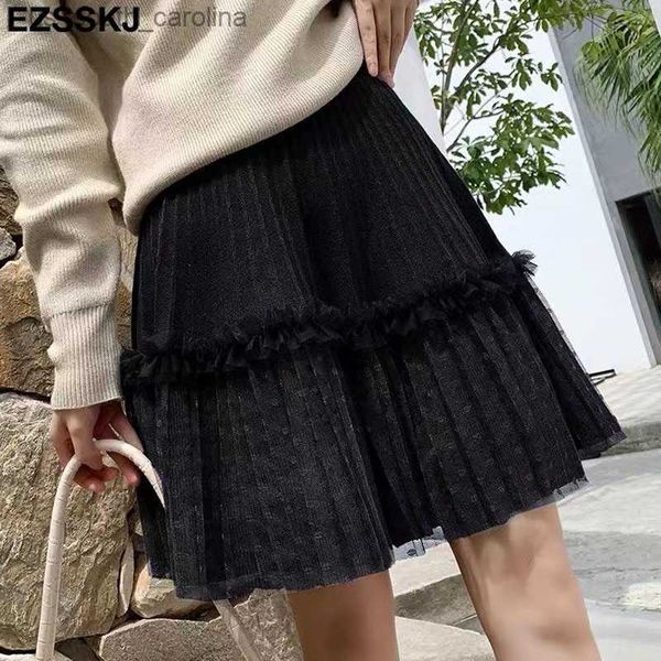 

skirts autumn winter short pleated skirt for women mini sweater skirt short skirt a-line sun skirt new high-waist l230522, Black