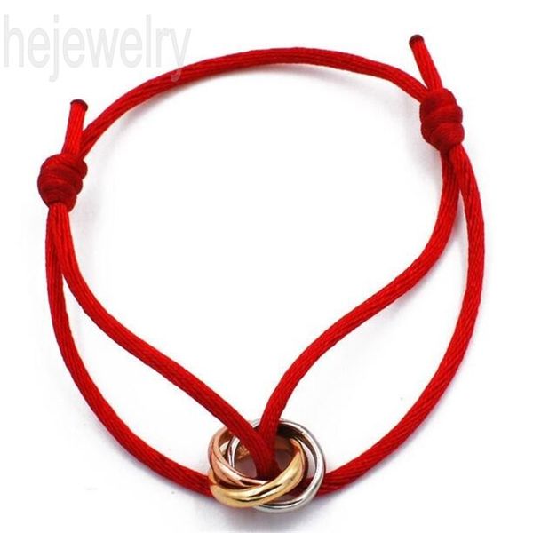 

women red rope trinity bracelet men colour diy bracelet plated gold ring jewellery metal europe hand strap wrist parts charming bracelets ve, Golden;silver
