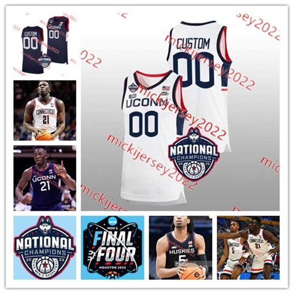 

adama sanogo uconn 2023 national champion basketball jersey jordon hawkins samson johnson tristen newton joey calcaterra nahiem alleyne ucon, Black;red